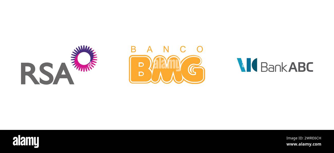 Bank ABC, RSA Insurance Group, Banco BMG. Vektor-Logo-Kollektion. Stock Vektor