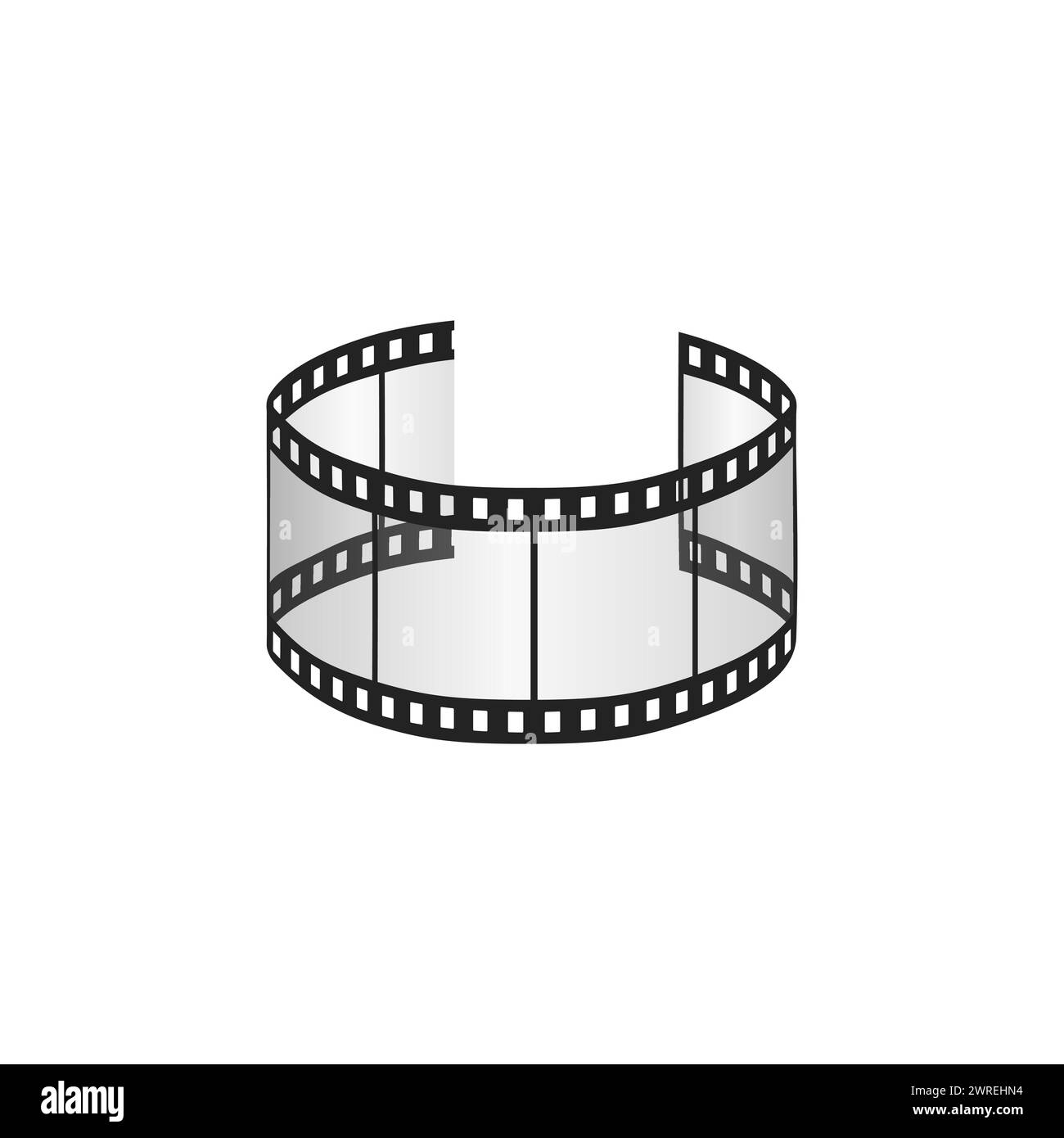 3D-Filmstreifen in Kreis gerollt, Foto- und Filmband-Biegevektor-Illustration Stock Vektor