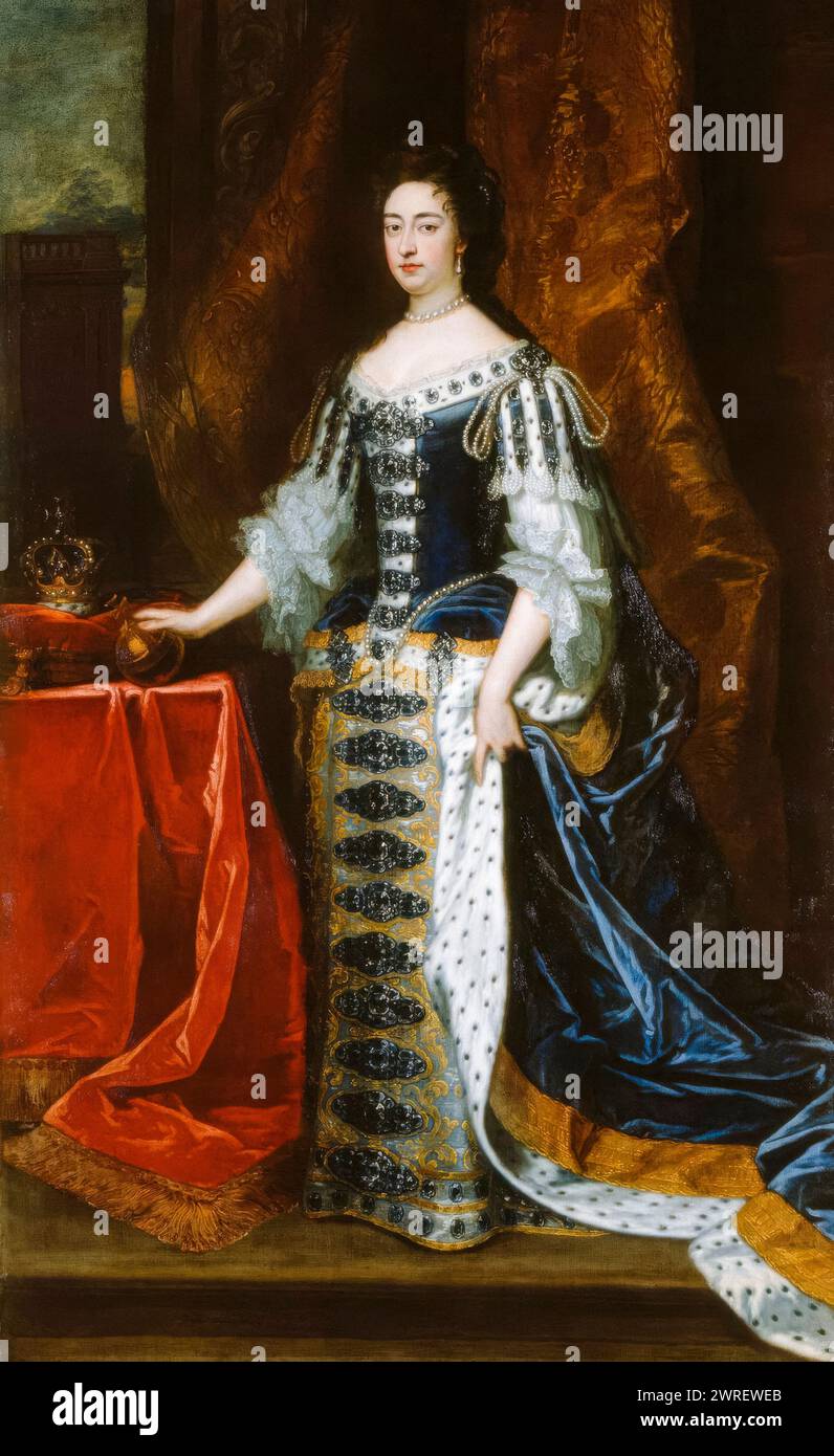 Maria Stuart (1662–1694) Königin Maria II. Von England (1689–1694), Porträtgemälde in Öl auf Leinwand von Sir Godfrey Kneller, 1690 Stockfoto