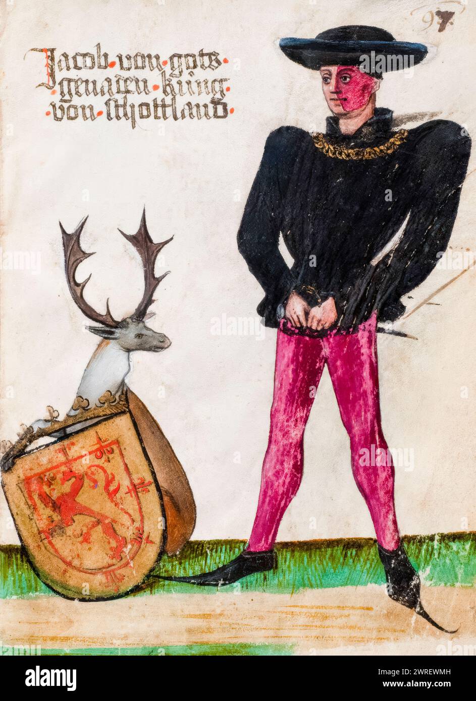 Jakob II. Von Schottland (1430–1460), König von Schotten 1437–1460, Porträtgemälde von Jörg von Ehingen, 1458 Stockfoto