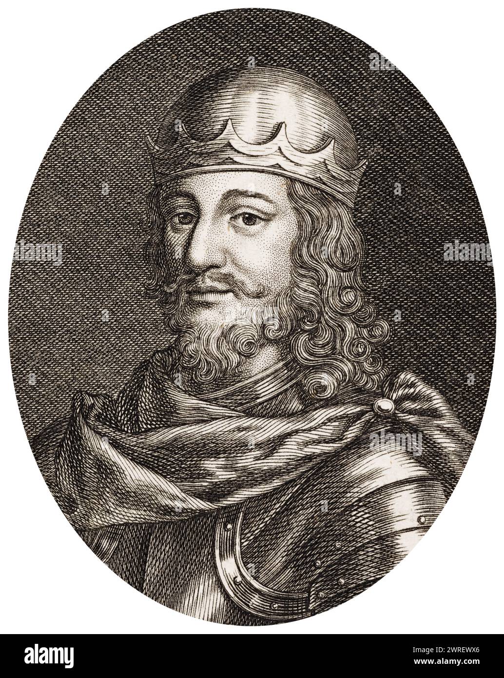 Robert I. von Schottland (1274–1329), bekannt als „Robert the Bruce“, König der Schotten 1306–1329, Porträtstich von Isaac Taylor, vor 1829 Stockfoto