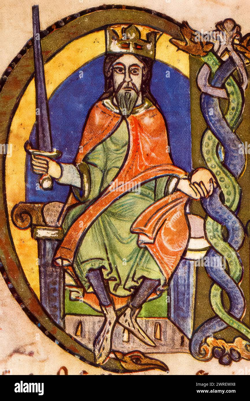 David I. von Schottland (um 1084–1153), Prince of the Cumbrians 1113-1124 und King of Scotland 1124–1153, illustrierte Porträtmalerei, 1159 Stockfoto