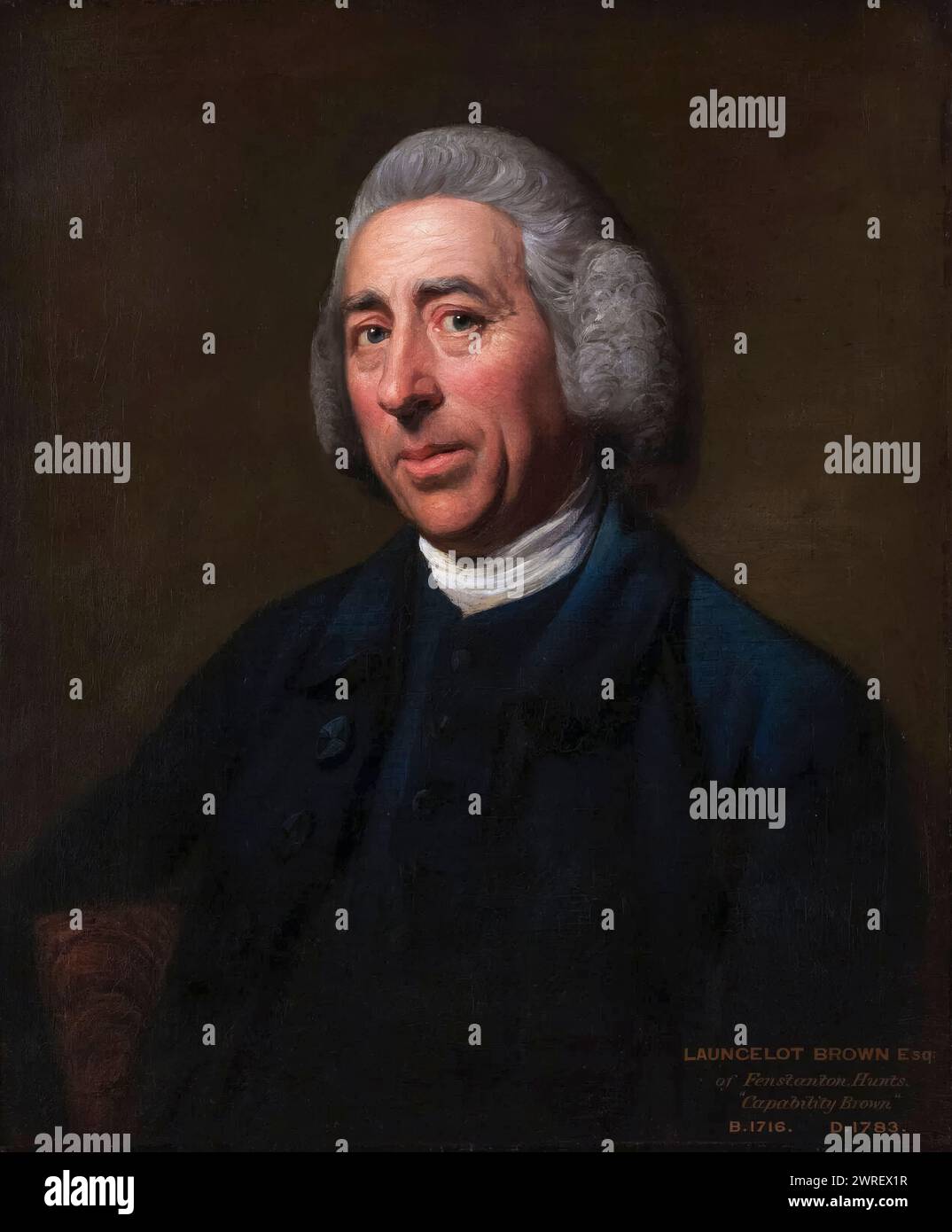 Lancelot Brown (um 1715/16-1783), bekannt als „Capability Brown“, englischer Gärtner und Landschaftsarchitekt, Porträtmalerei in Öl auf Leinwand von Nathaniel Dance-Holland, um 1773 Stockfoto