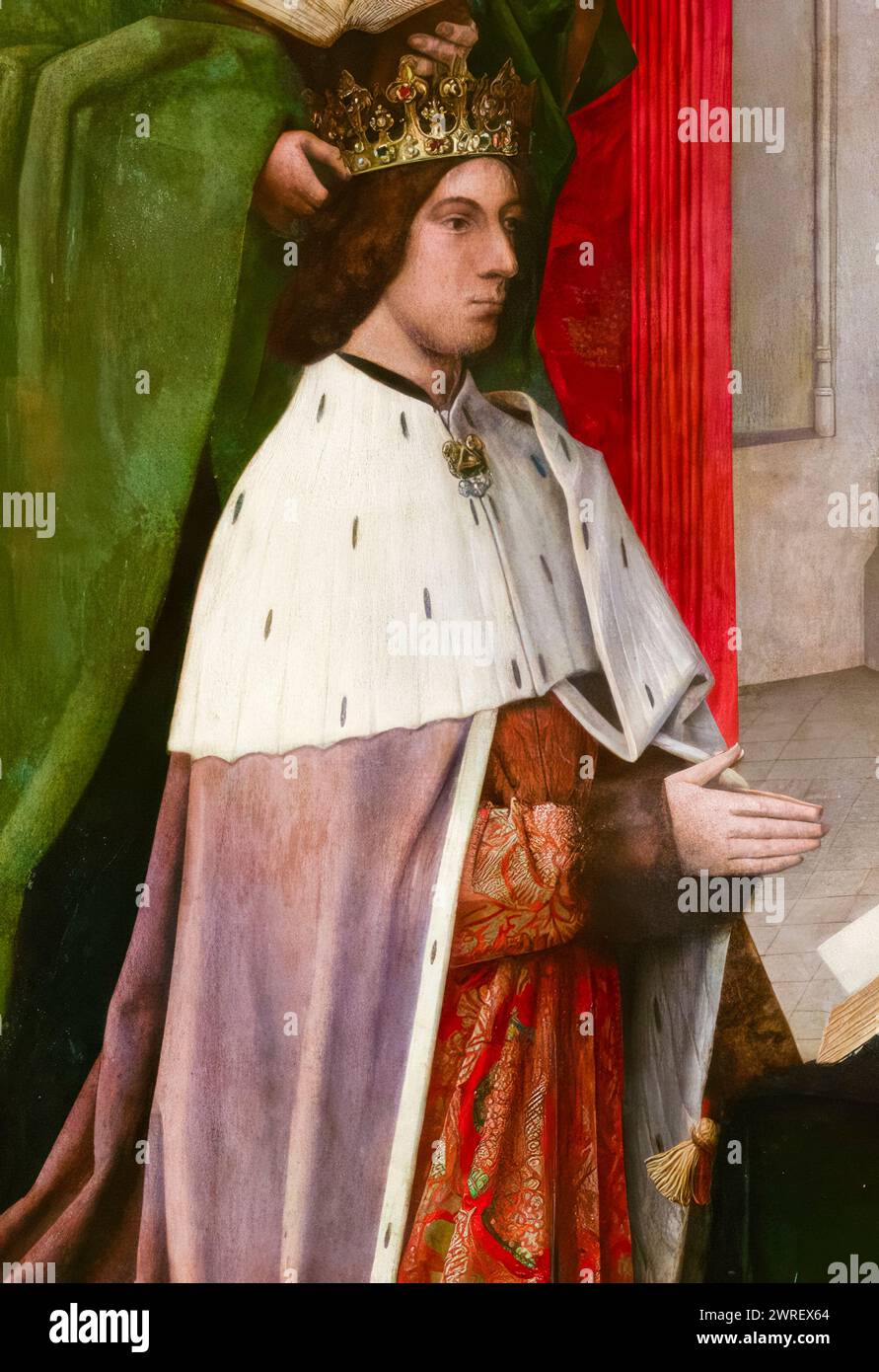 James III. Von Schottland (1451/1452-1488), König von Schotten 1460–1488, Portraitgemälde in Öl auf Tafel von Hugo van der Goes, 1478 Stockfoto