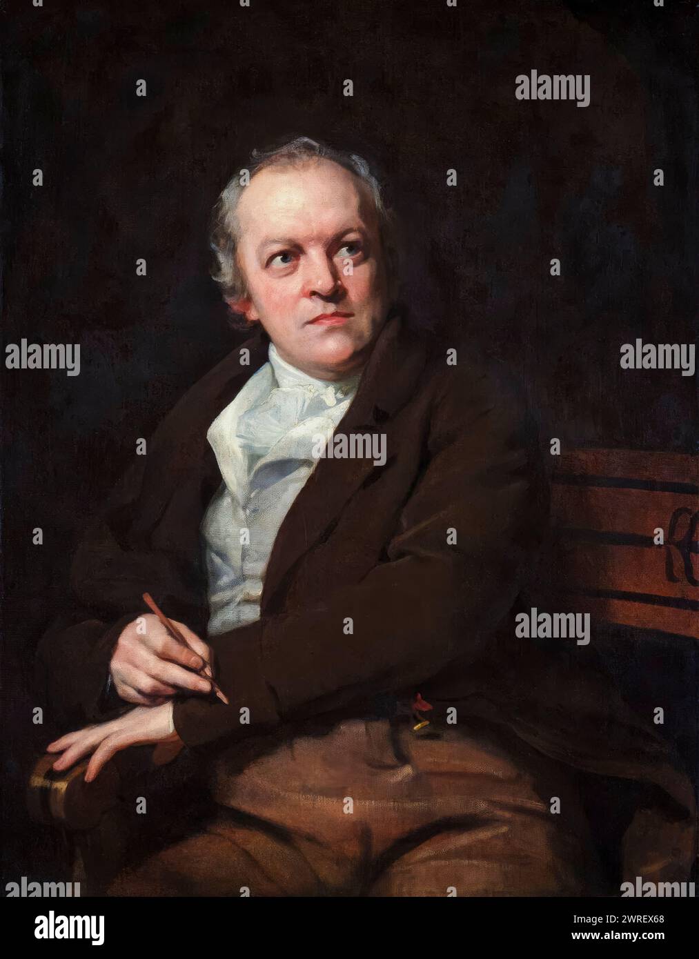 William Blake (1757–1827), englischer Dichter, Maler und Printmacher, Porträtgemälde in Öl auf Leinwand von Thomas Phillips, 1807 Stockfoto