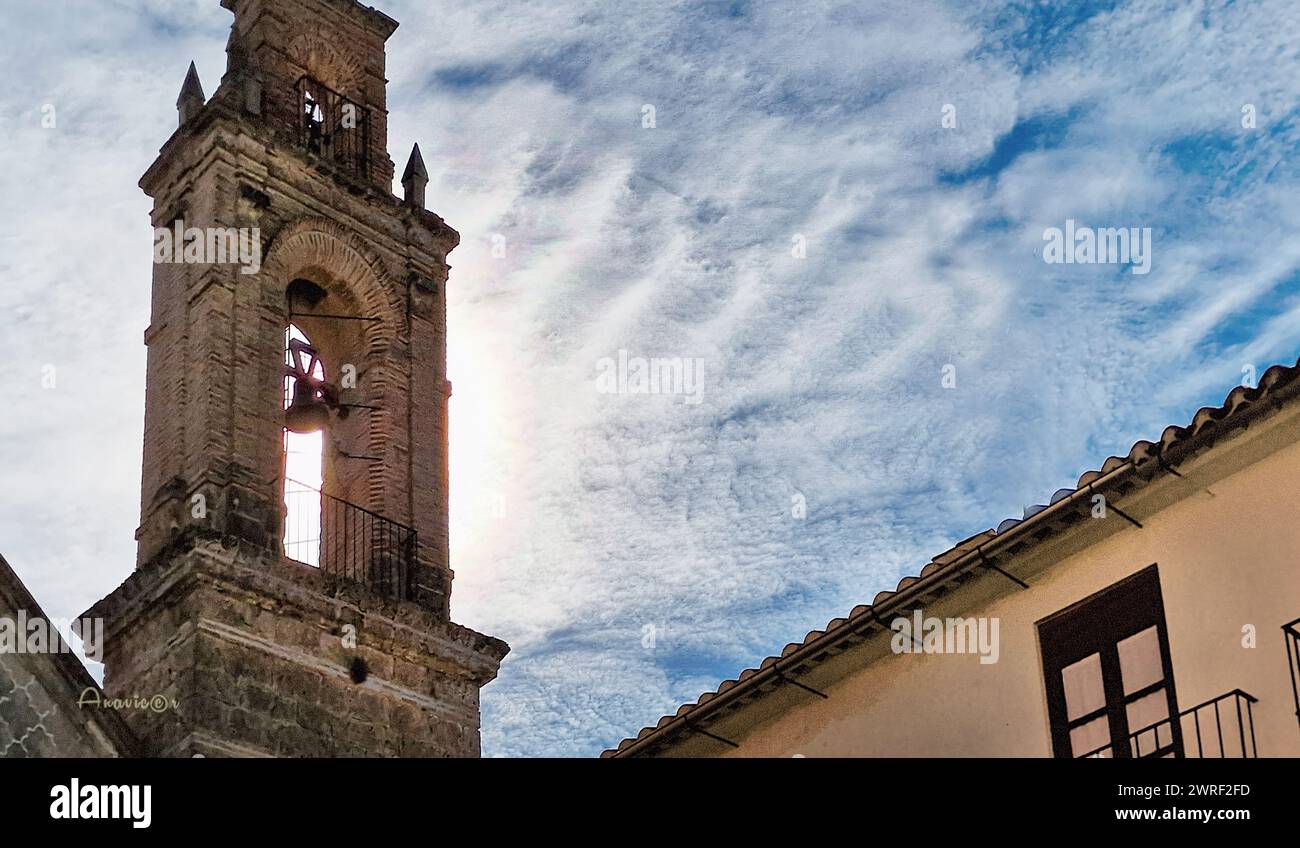 Glockenturm der Kirche Santa Comba in Carnota Stockfoto