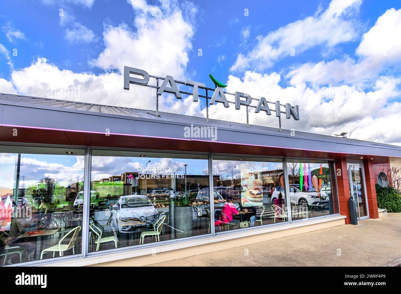 'Patapain' Fast-Food-Restaurant und Café-Kette - Chatellerault, Vienne (86), Frankreich. Stockfoto