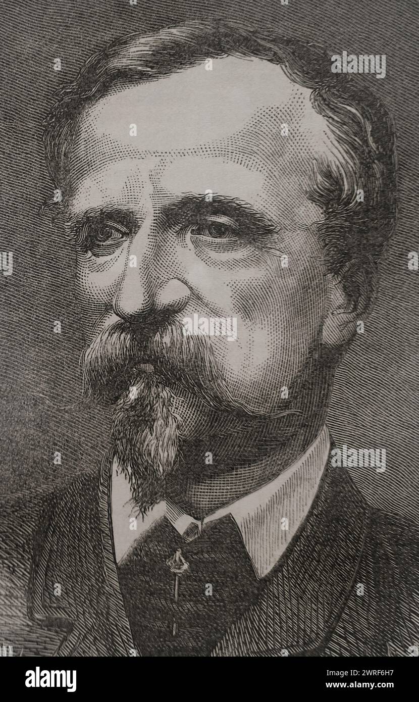 Henry d'Orléans (1822-1897). Herzog von Aumale. Französischer Prinz des Hauses Orleans, Sohn von König Louis-Philippe I. Portrait. Details. Gravur von Capuz. Historia de la Guerra de Francia y Prusia (Geschichte des Krieges zwischen Frankreich und Preußen). Band II Veröffentlicht in Barcelona, 1871. Stockfoto