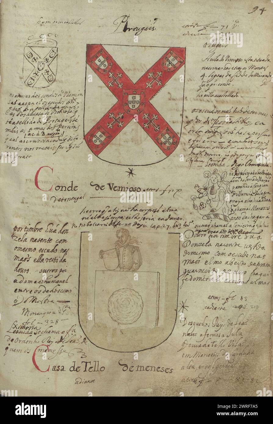 Conde de Vermioso und Casa de Tello Wappen Stockfoto