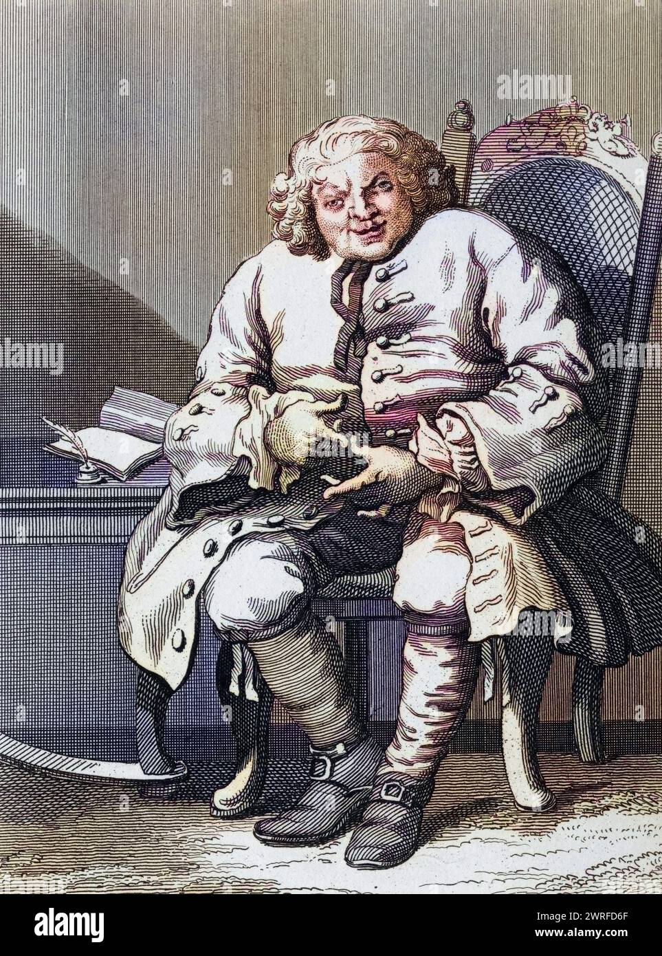 Simon Fraser Lord Lovat 1667 bis 1747 schottischer Jakobitenhäuptling aus dem Original von Hogarth aus den Werken von Hogarth veröffentlicht London 1833 , Historisch, digital restaurierte Reproduktion von einer Vorlage aus dem 19. Jahrhundert, Datum nicht angegeben, Stockfoto