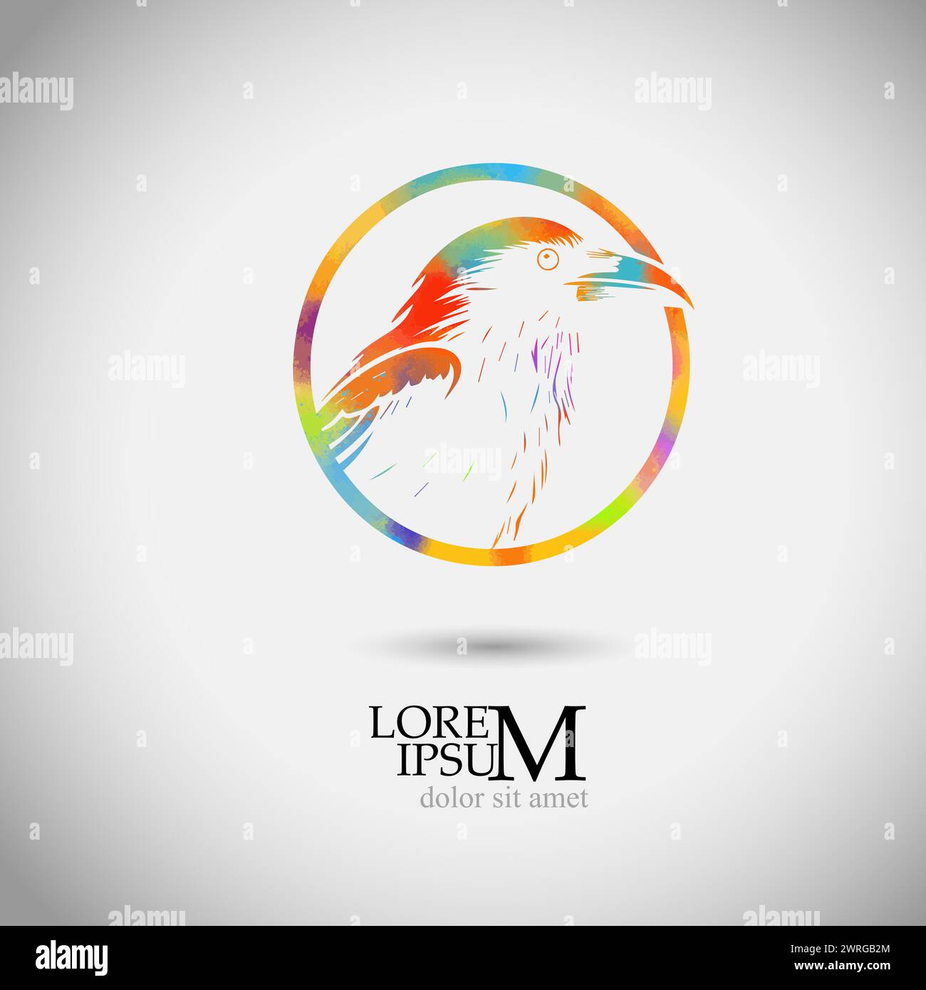 Raven Bird Logo. Handzeichnung. Nicht AI, T-Shirt. Vektorabbildung Stock Vektor