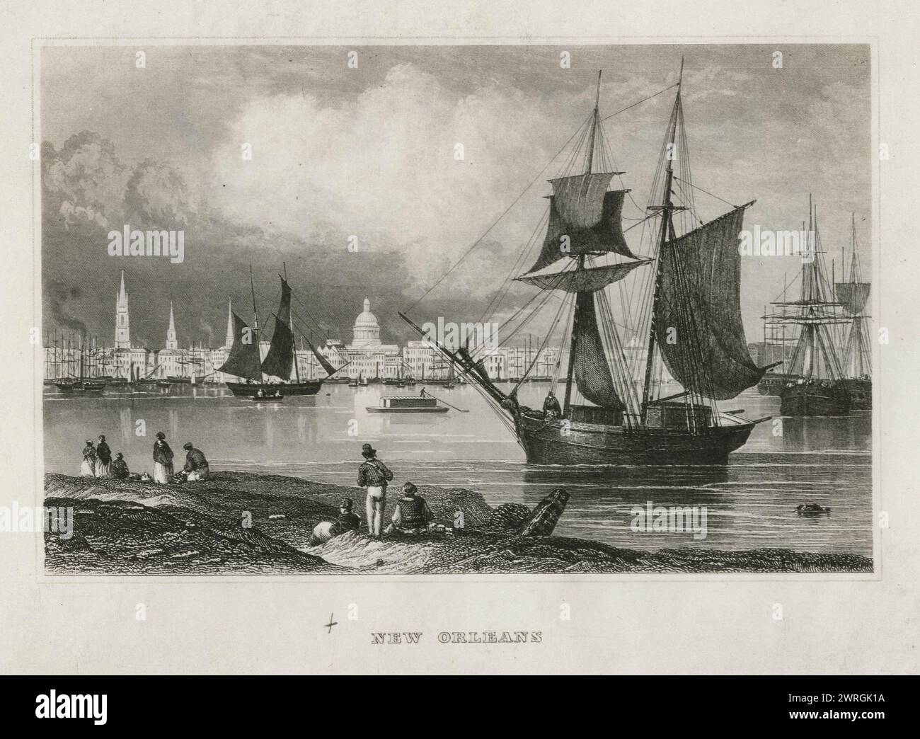 Skizze von New Orleans, Louisiana 1855 Stockfoto