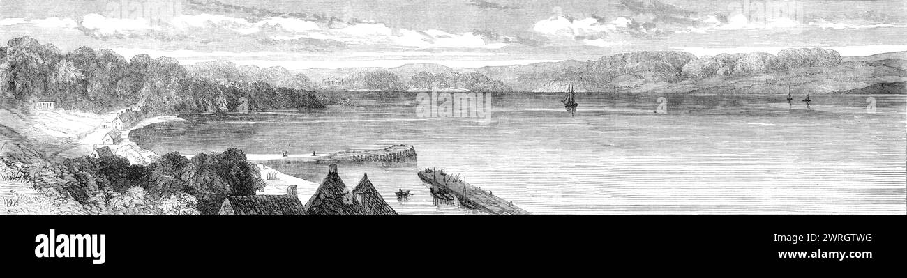 Der Krieg in Dänemark: Der kleine Gürtel und die Küste von Jütland, von der Insel Fünen aus gesehen, 1864. "Hin[?]sgael Wood; Behrendt's Hotel, Middlefahrt; Damgaard... die wahrscheinliche Beendigung des Krieges zwischen Deutschland und Dänemark hat dem Gegenstand unserer vorliegenden Mitteilung ein gutes Stück von seiner militärischen Bedeutung genommen. Einige Wochen nach dem Fall von D&#xfc;ppel und da die Londoner Konferenz den Kampf nicht beenden konnte, wurde erwartet, dass die österreichisch-preußische Armee, die bereits den Besitz der Festung Fredericia auf dem Kleinen Gürtel erlangt hatte, versuchen würde, diese zu überqueren Stockfoto