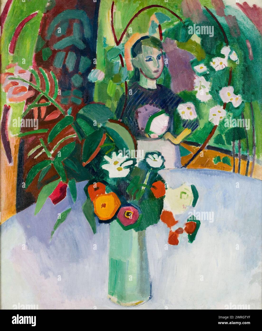 Jeanne mit Blumen. Gefunden in der Sammlung von Mus&#xe9;e d'Art moderne Andr&#xe9; Malraux Le Havre. Stockfoto