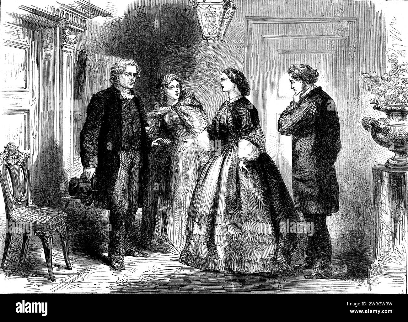 Face-to-Face: Effie Blounts Erklärung, 1862. Illustration zu einer Kurzgeschichte von John Saunderss. Aus Illustrated London News, 1862. Stockfoto