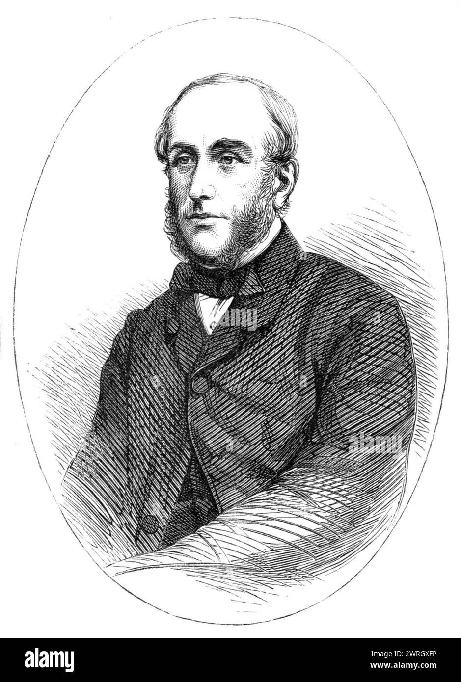 Vorschlag für eine union der britischen nordamerikanischen Provinzen: George Brown, Präsident des Rates, 1864. Führendes Mitglied der kanadischen Regierung. Kupferstich aus einer Fotografie von Ellisson und Co. Aus Quebec. "Wir erfahren durch die neuesten Nachrichten aus Quebec, dass die Konferenz der Delegierten aus den Provinzen Ober- und Unterkanada, New Brunswick, Nova Scotia, Neufundland und Prince Edward Island, die sich in dieser Stadt in den letzten zwei Oktoberwochen trafen, um über die beste Art und Weise zu diskutieren, wie die Bedingungen einer bestimmten politischen union am besten gestaltet werden können, sind zu einem zufriedenstellenden Ergebnis ihres wichtigen d gekommen Stockfoto