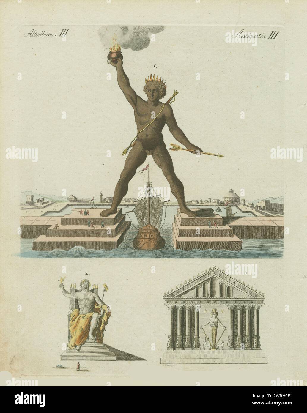 Der Koloss von Rhodos. Der Olympische Jupiter. Der Dianen-Tempel in Ephes, 1801. Private Sammlung Stockfoto