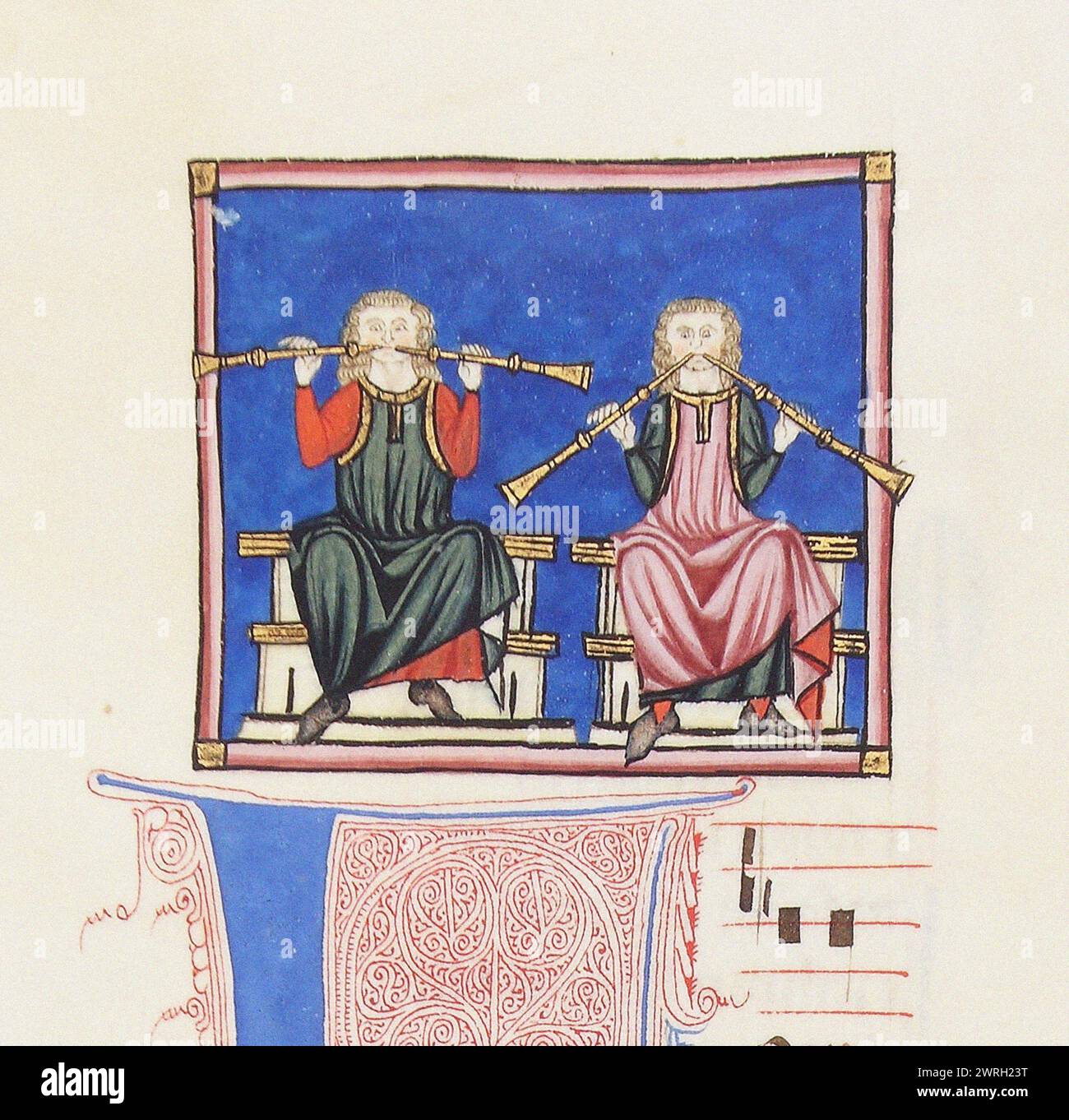 Illustration aus dem Codex der Cantigas de Santa Maria, um 1280. Gefunden in der Sammlung des Monasterio de El Escorial. Stockfoto