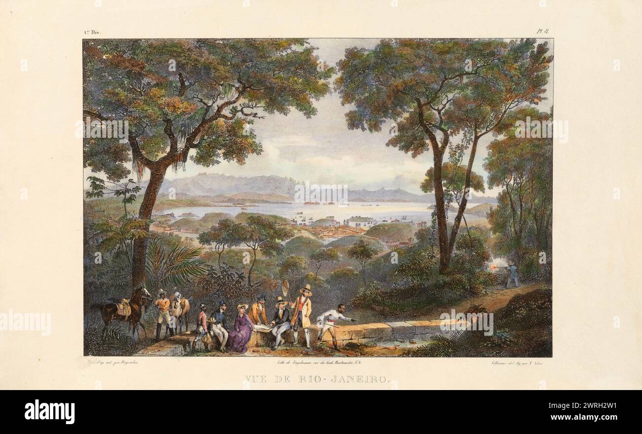 Blick auf Rio de Janeiro. Aus „Voyage pittoresque dans le br&#xe9;sil“, 1835. Private Sammlung Stockfoto