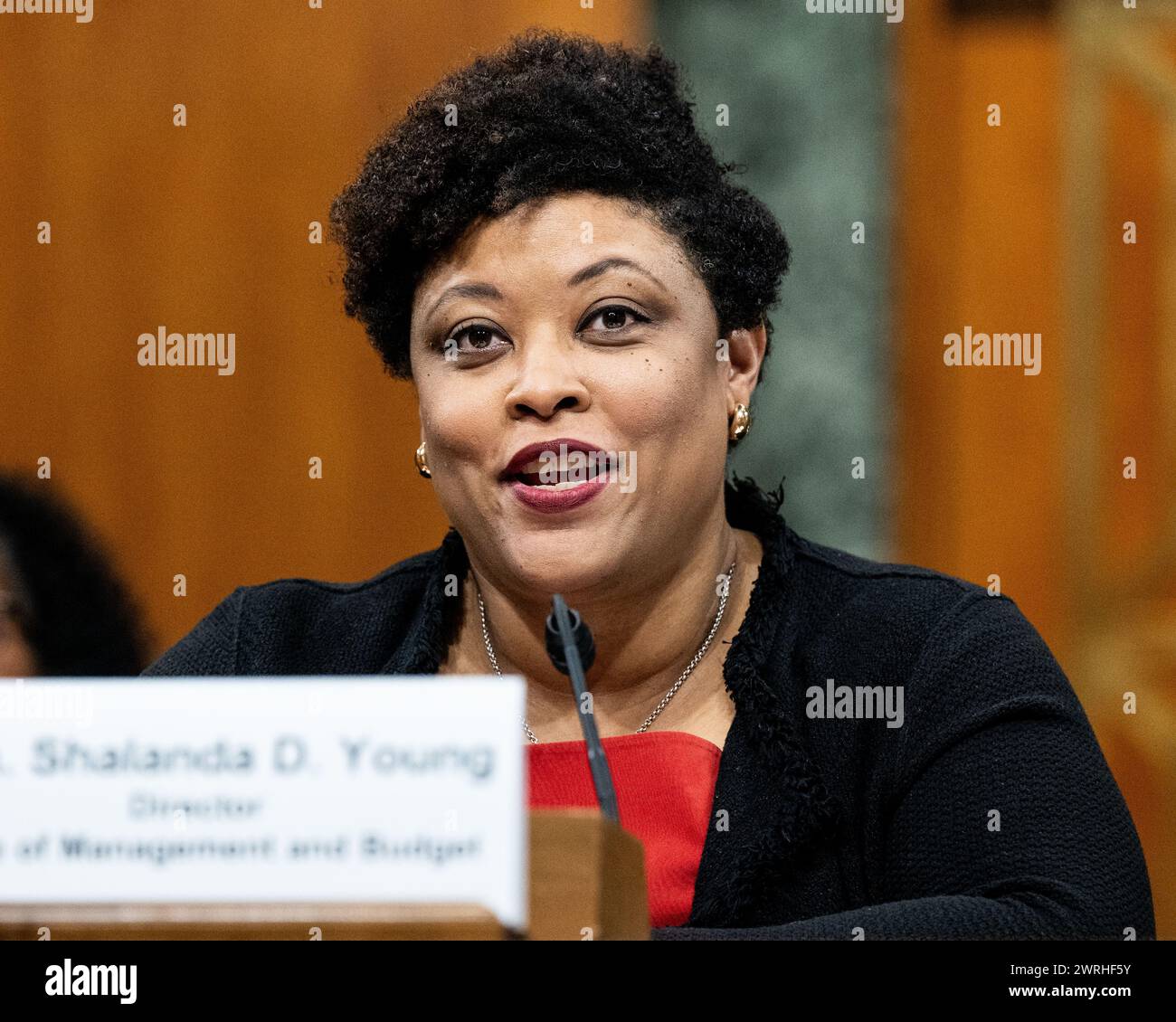 Washington, Usa. März 2024. Shalanda Young, Direktorin, Office of Management and Budget (OMB), sprach bei einer Anhörung des Haushaltsausschusses des Senats im US-Kapitol. Quelle: SOPA Images Limited/Alamy Live News Stockfoto