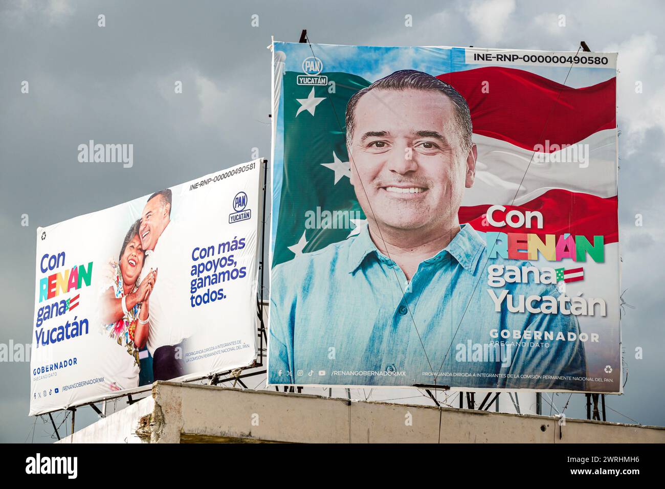 Merida Mexico, Centro Calle 56, Mercado San Benito, Mercado Municipal de Artesanias, Mercado Lucas de Galvez, Plakatschilder, politische Werbeaktion Stockfoto