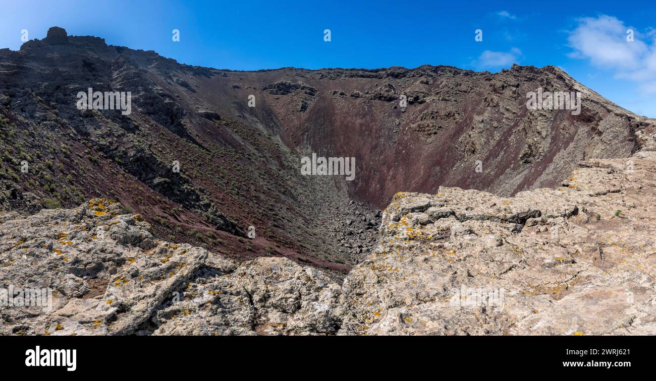 Vulkankrater La Corona, Lanzarote, YE, Kanarische Inseln, Spanien Stockfoto