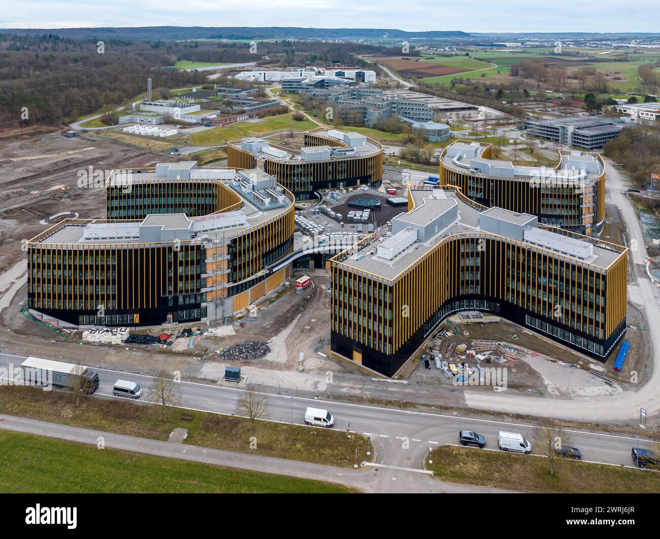 IBM-Bauprojekt in Ehningen: Grosser Baustellentechnologie-Campus. Sobald die Gebäude fertiggestellt sind, wird das neue deutsche Hauptquartier eingerichtet Stockfoto