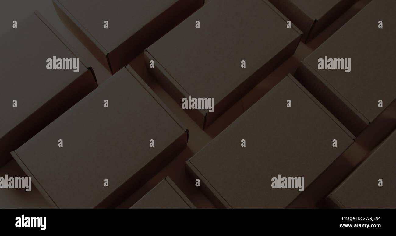 Bild: Text von Cyber monday über Geschenkkartons Stockfoto