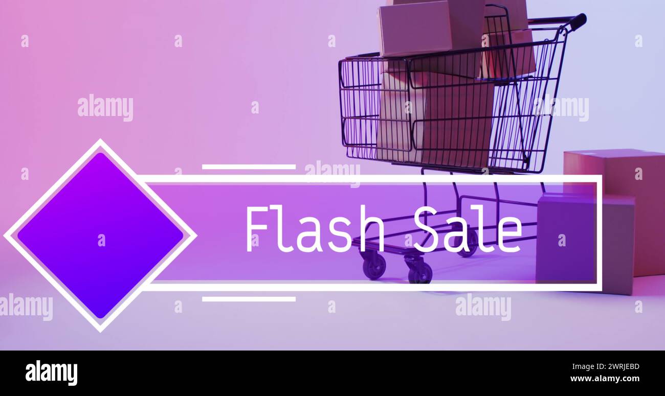 Abbildung: Flash-Verkaufstext über dem Einkaufswagen Stockfoto