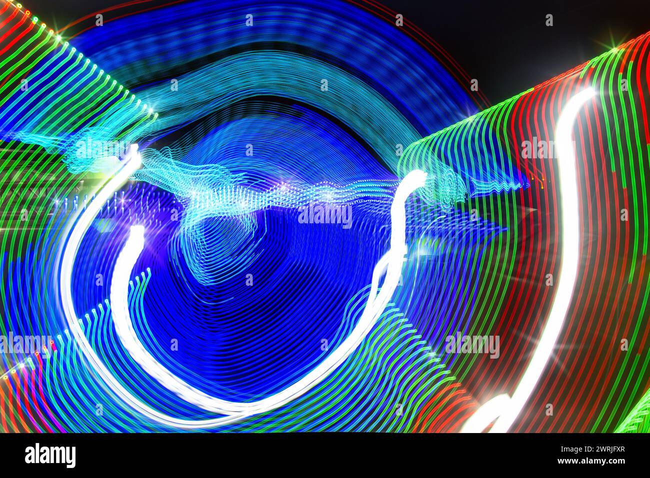 Ein helles Gemälde mit hellen Farben für farbenfrohe experimentelle Hintergründe Stockfoto