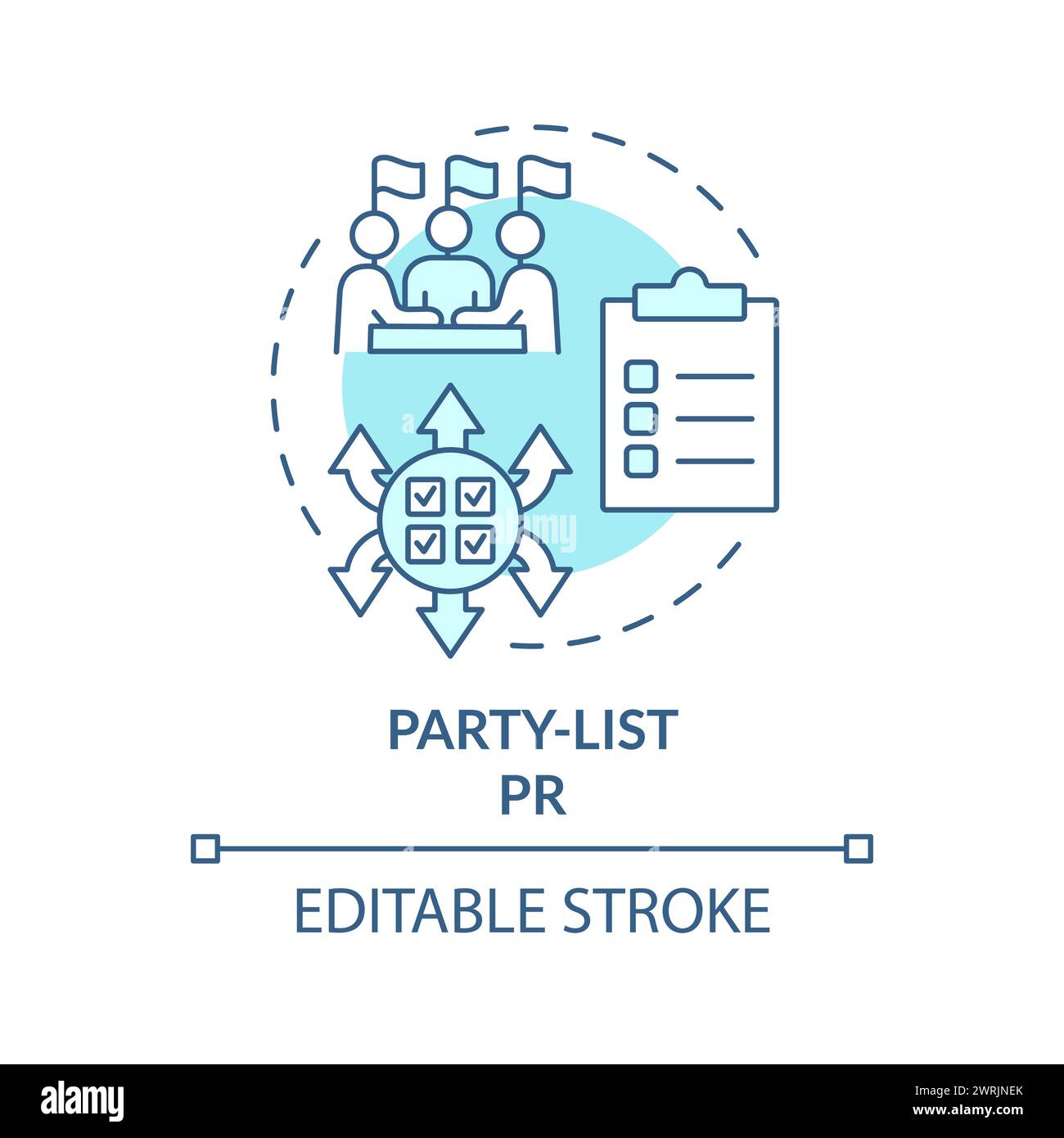 Party-Liste PR sanftes blaues Konzeptsymbol Stock Vektor