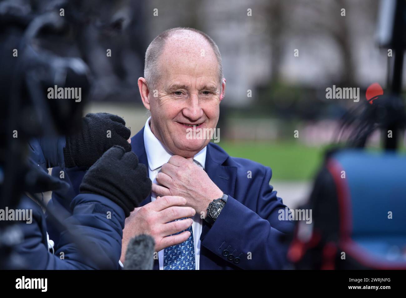 London, England, Großbritannien. März 2024. Der Wirtschafts- und Handelsminister KEVIN HOLLINRAKE ist während der Morgenrundfahrt in Westminster zu sehen. (Kreditbild: © Thomas Krych/ZUMA Press Wire) NUR REDAKTIONELLE VERWENDUNG! Nicht für kommerzielle ZWECKE! Stockfoto