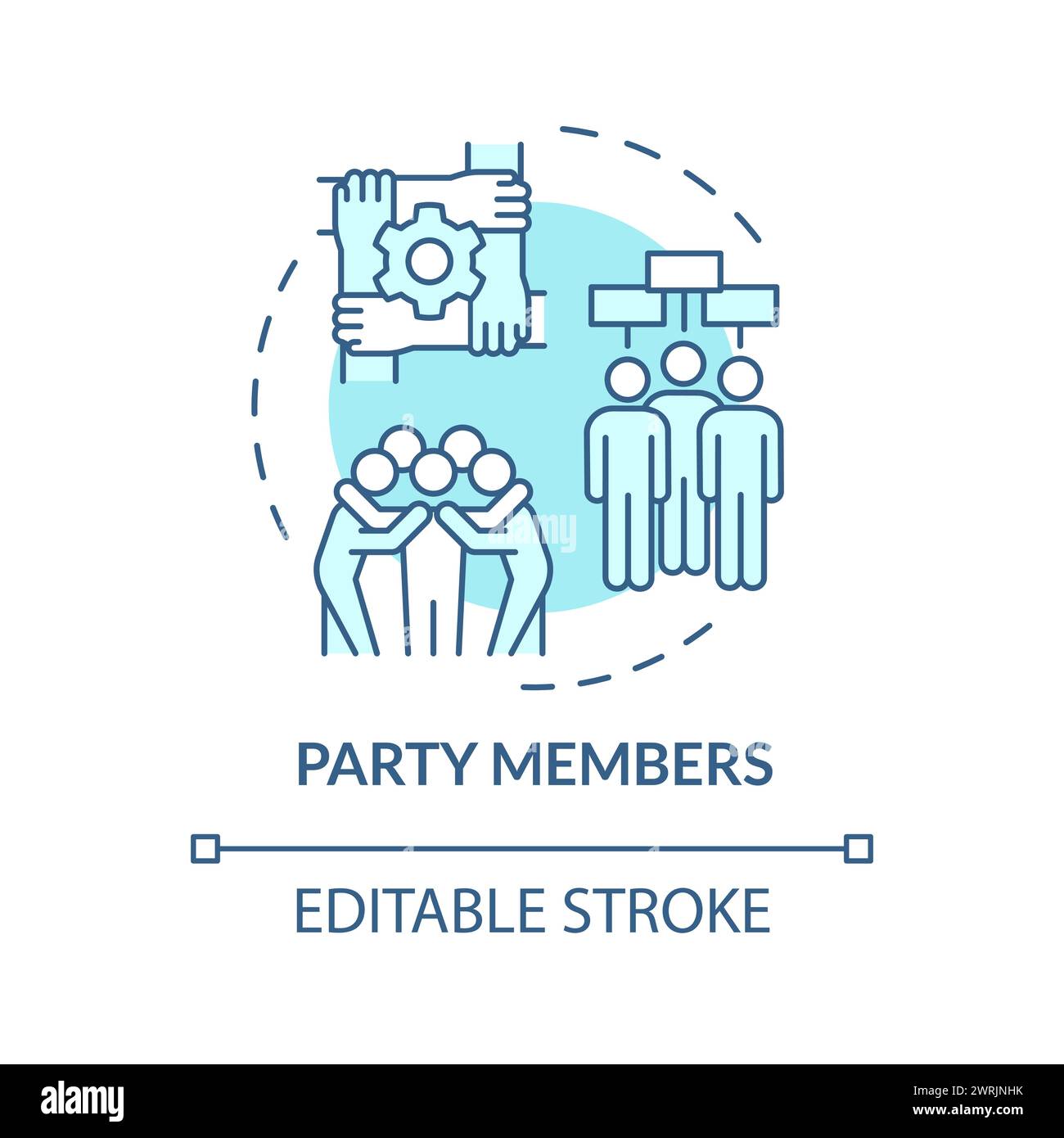 Politische Parteimitglieder, ein weiches blaues Konzept-Symbol Stock Vektor