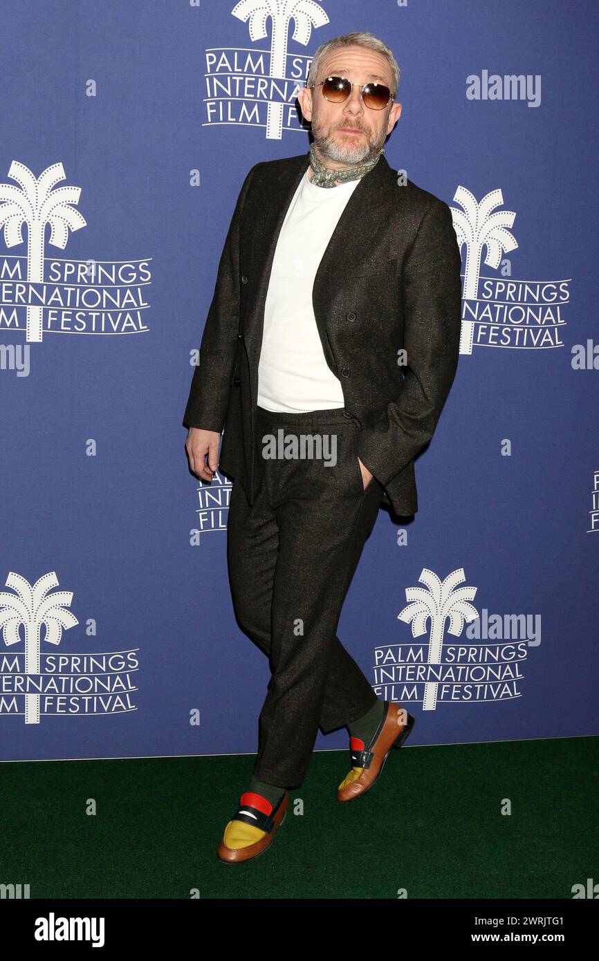 Januar 11, 2024, Cathedral City, CA, USA: LOS ANGELES - 11. JAN: Martin Freeman bei der Weltpremiere von Miller's Girl - PSIFF am 11. Januar 2024 im Mary Pickford Theater in Cathedral City, CA (Credit Image: © Kay Blake/ZUMA Press Wire) NUR ZUR REDAKTIONELLEN VERWENDUNG! Nicht für kommerzielle ZWECKE! Stockfoto