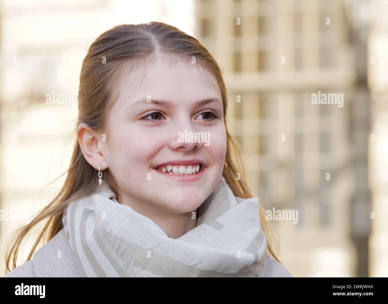 STOCKHOLM, SCHWEDEN - 12. MÄRZ 2024: Kronprinzessin Victoria von Schweden feiert Namentag im Königlichen Palast Stockfoto