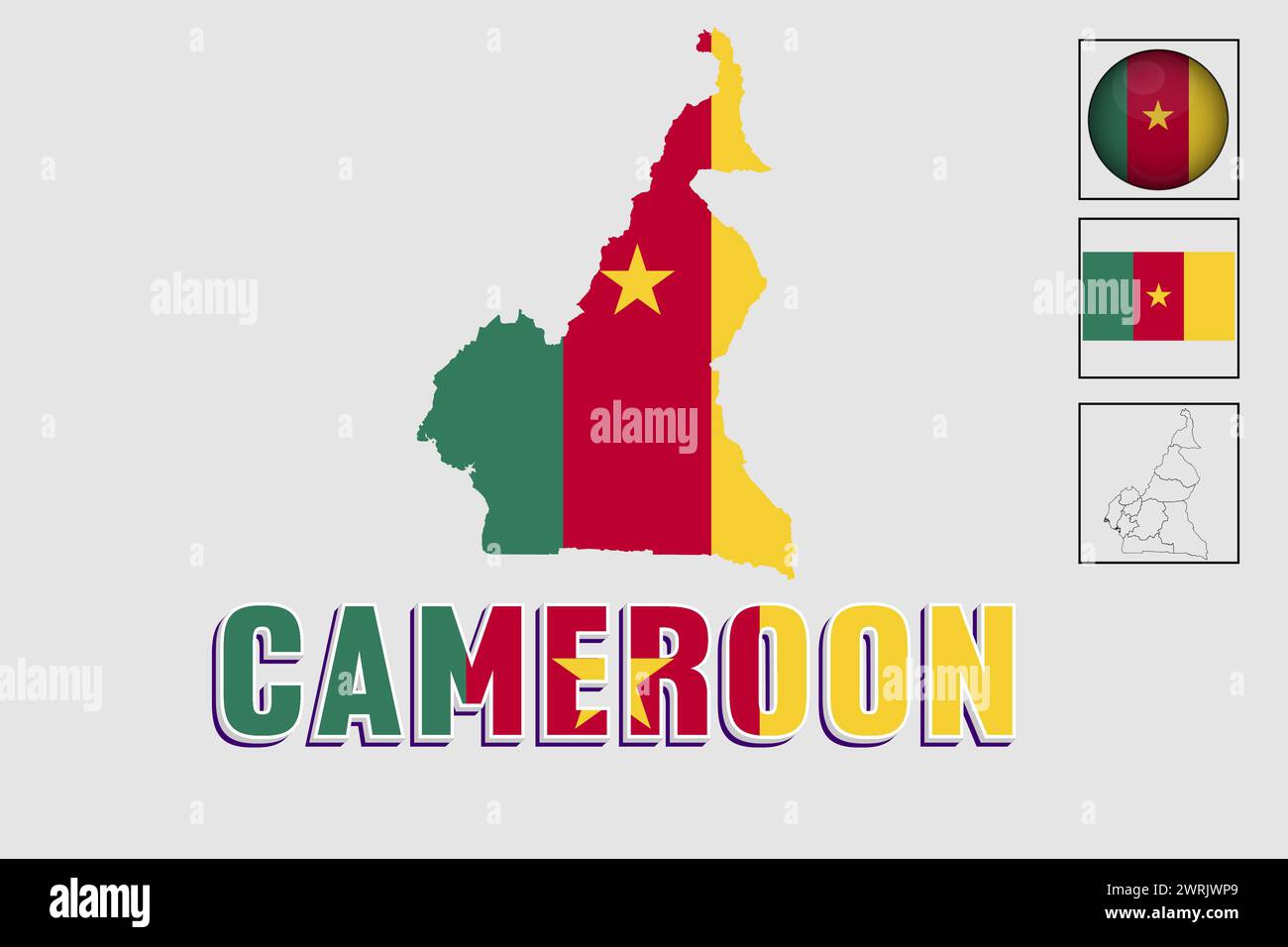 Kamerun Karte und Flaggenvektor, Kamerun Karte, Stock Vektor