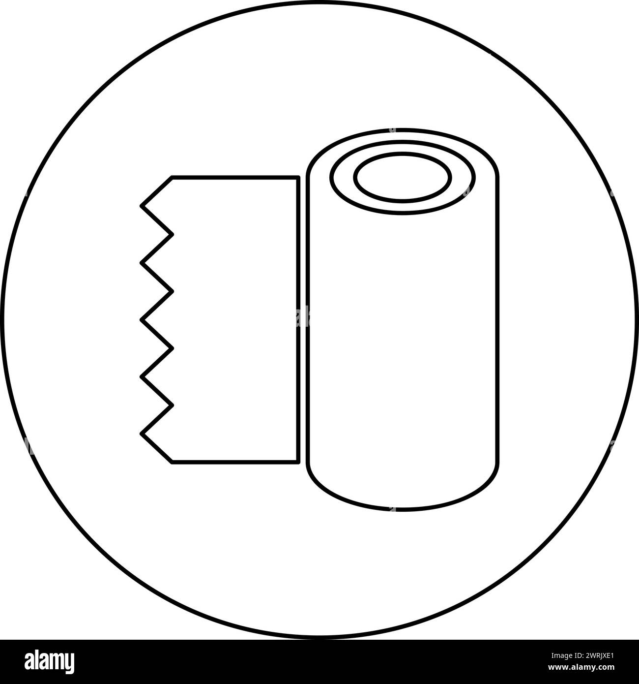 Rolle Papier Handtuch Einweg-Verpackung Tapete Stoff Taschentuch Büroausrüstung Symbol im Kreis Runde schwarze Farbe Vektor Illustration Bild Umrisskontur Stock Vektor