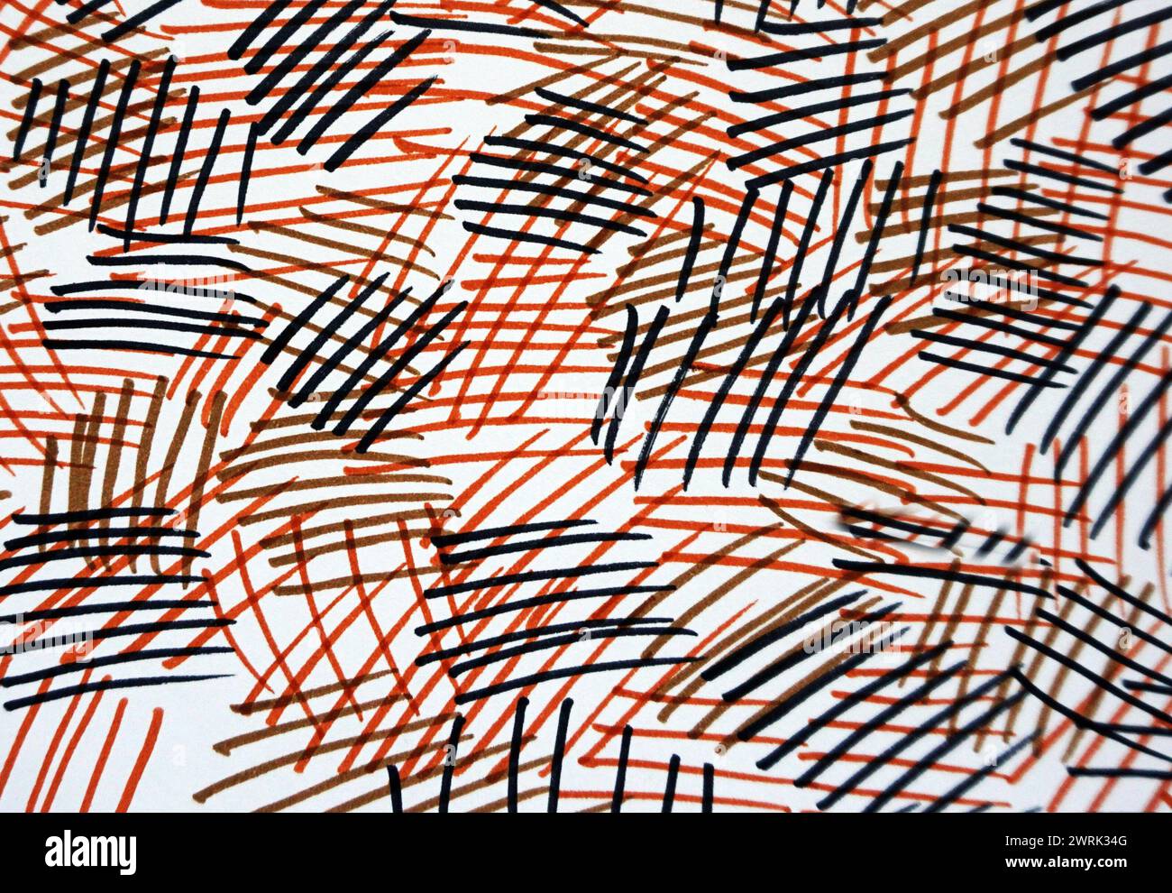 Üben Sie das Zeichnen farbiger Linien mit COPIC-Marker Stockfoto