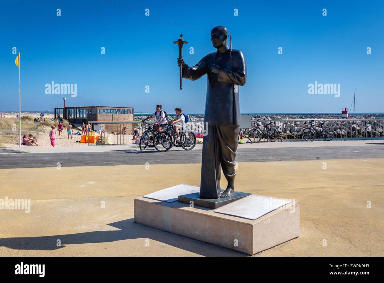 Statue der Stadt Sri Chinmoy Figueira da Foz, Bezirk Coimbra in Portugal Stockfoto