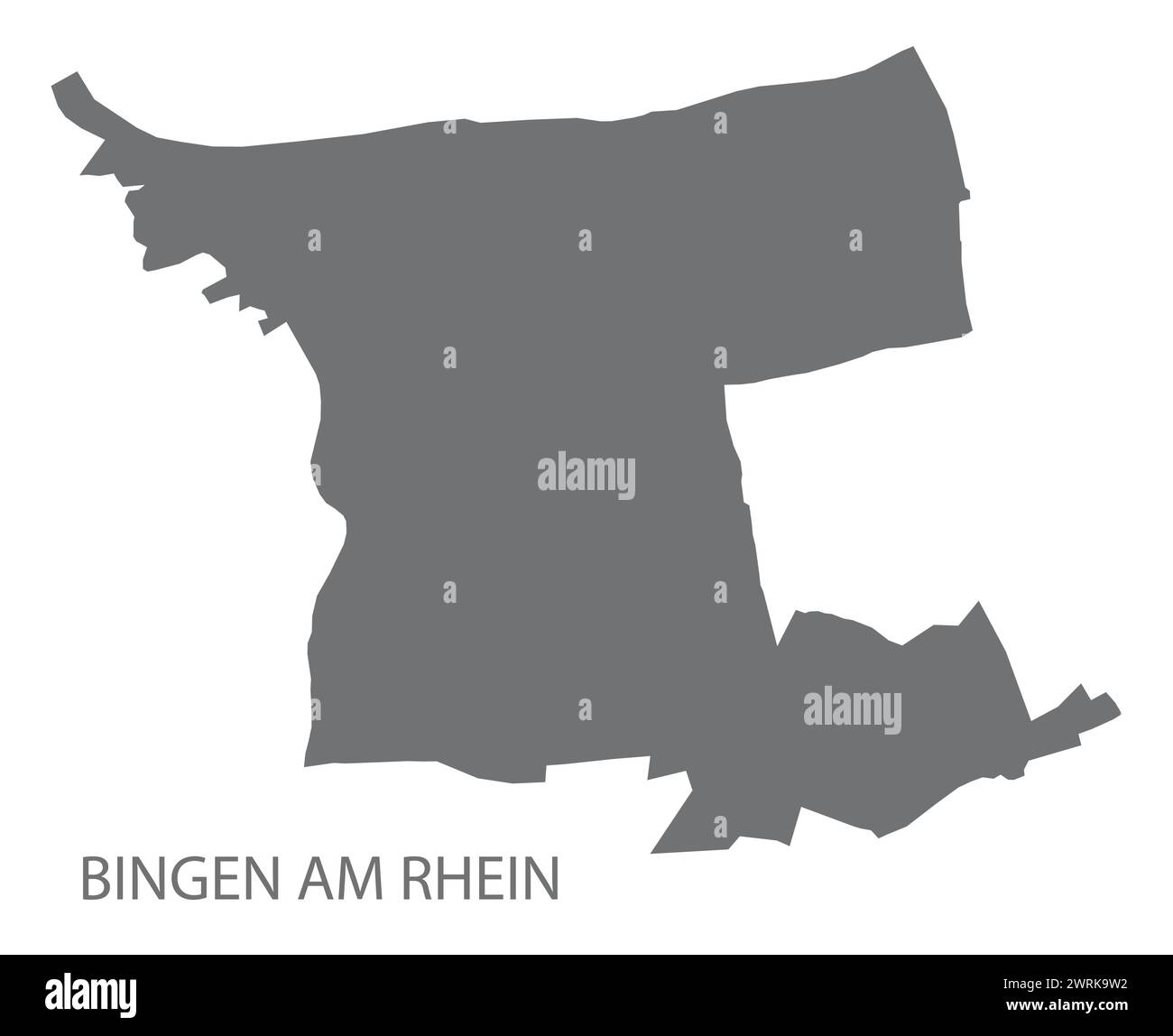 Bingen am Rhein Deutsche Stadtkarte graue Illustration Silhouette Form Stock Vektor