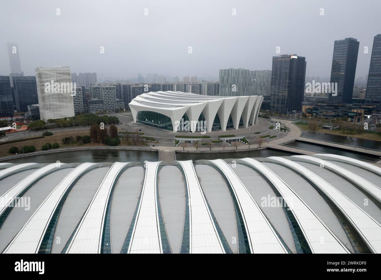 Eine Luftaufnahme des Shanghai Oriental Sports Center in Shanghai, China Stockfoto