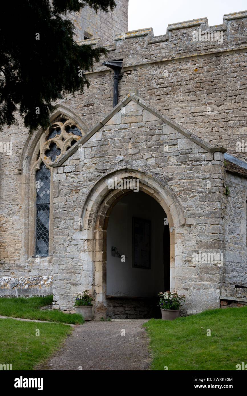 Die Südveranda, All Saints Church, Brington, Cambridgeshire, England, UK Stockfoto