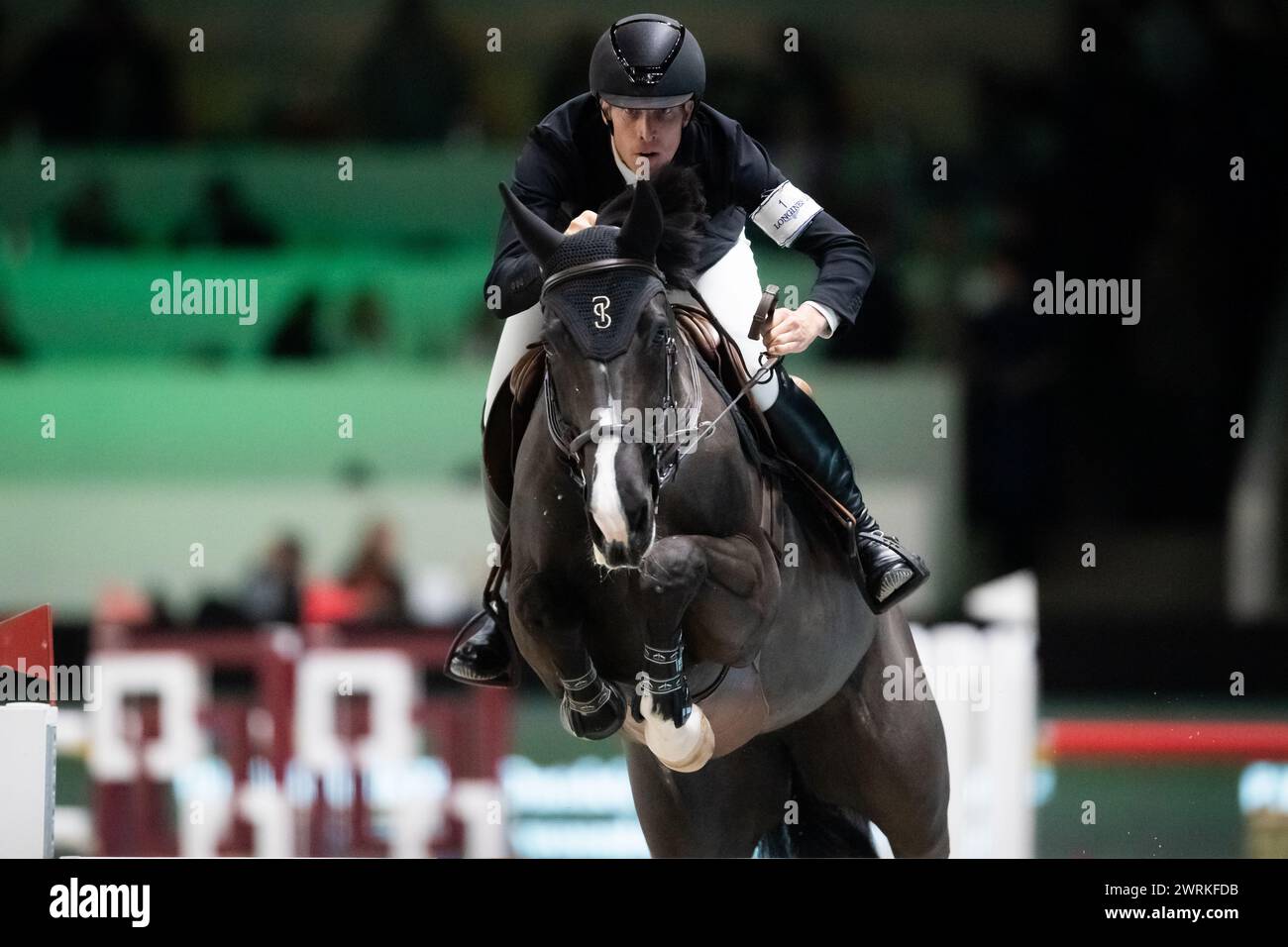 DenBosch, Niederlande - 8. März, Henrik von Eckermann aus Schweden der aktuelle Weltreiter mit seiner Hannah Zoe Qualität konkurriert Stockfoto