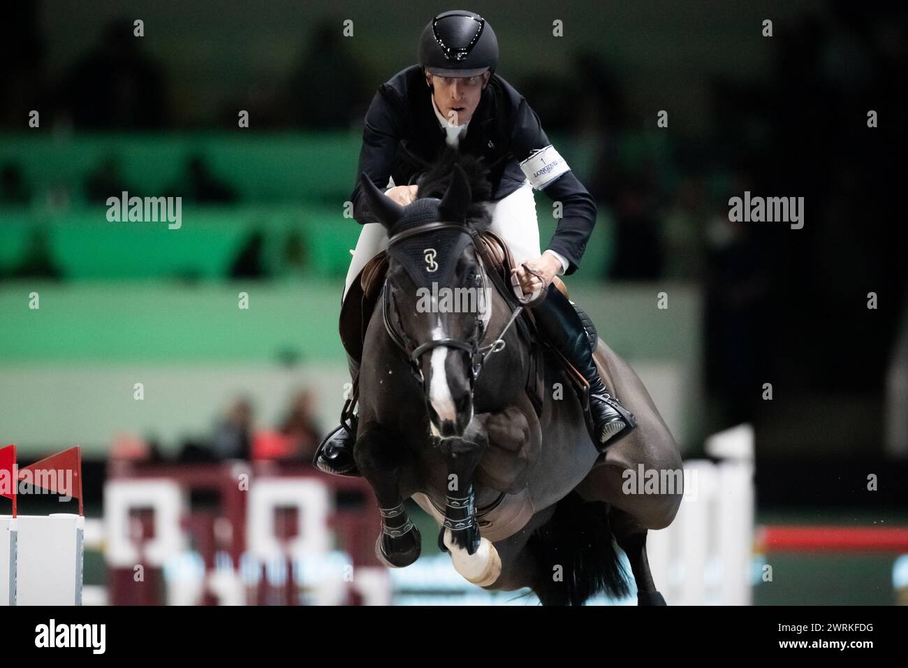 DenBosch, Niederlande - 8. März, Henrik von Eckermann aus Schweden der aktuelle Weltreiter mit seiner Hannah Zoe Qualität konkurriert Stockfoto