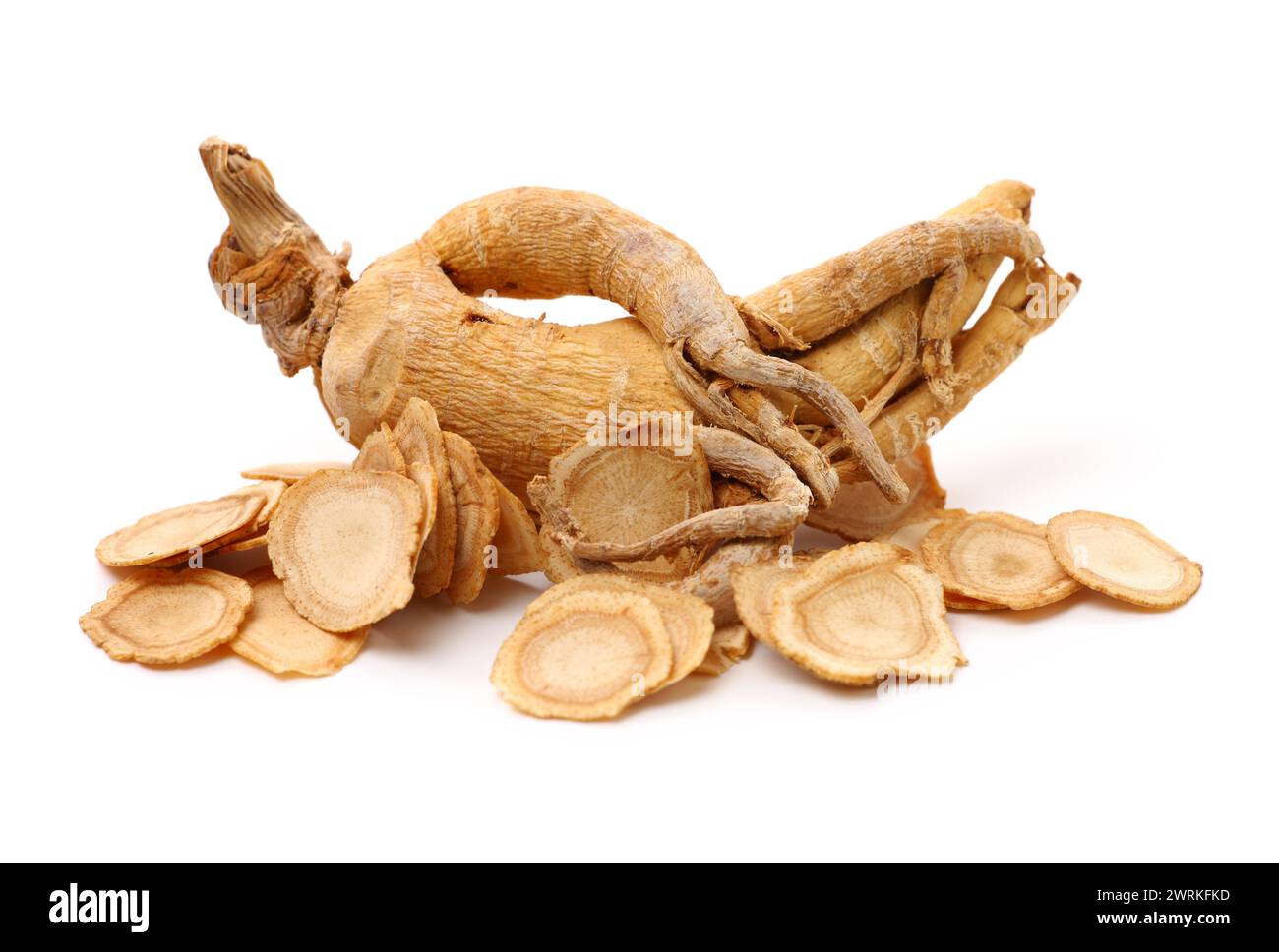 Ginseng isoliert auf weißem Hintergrund Stockfoto