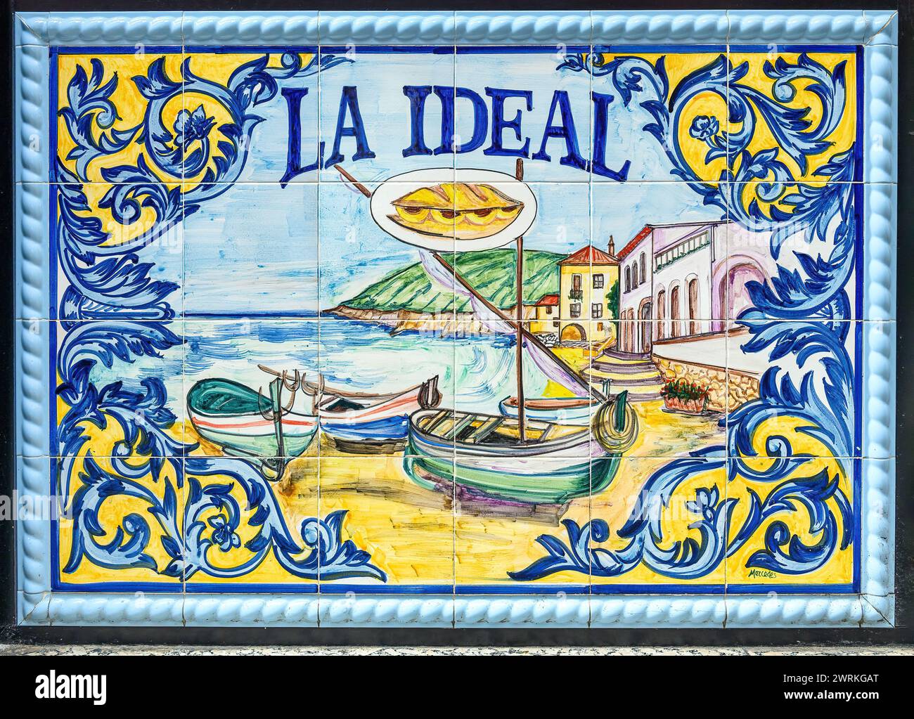 Geschäftszeichen für Fliesenkunst in Madrid, Spanien Stockfoto