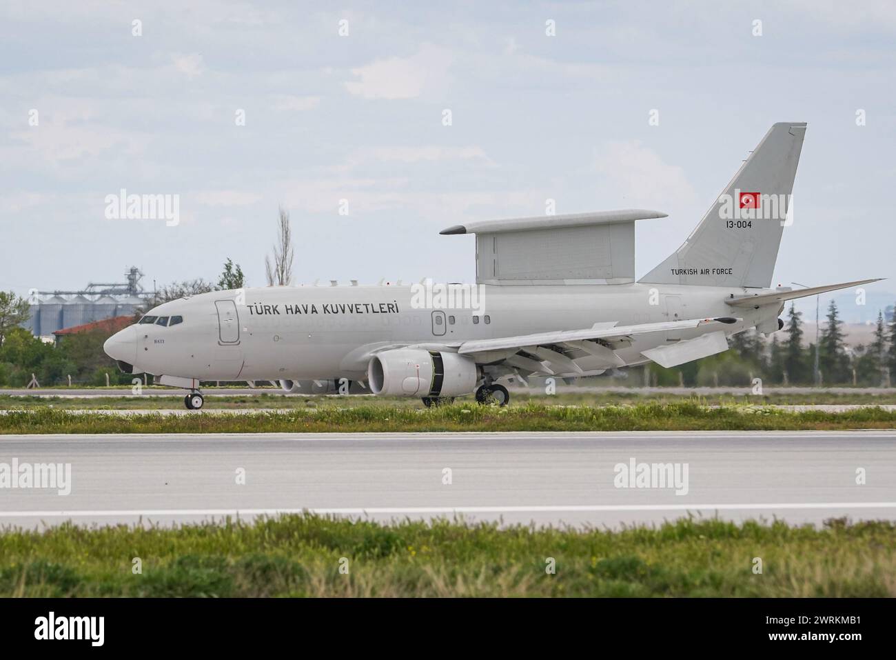 KONYA, TURKIYE - 09. MAI 2023: Boeing E-7T Peace Eagle (33965) landete während der Übung der Anatolian Eagle Air Force auf dem Flughafen Konya Stockfoto