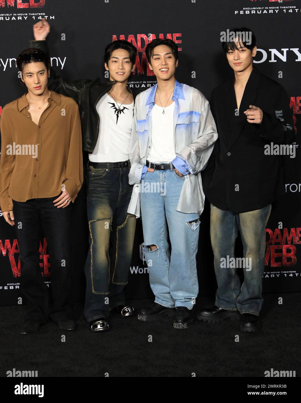 LOS ANGELES - 12. Februar 2024: The Boyz at the Madame Web Premiere im Village Theater in Westwood, CA Stockfoto