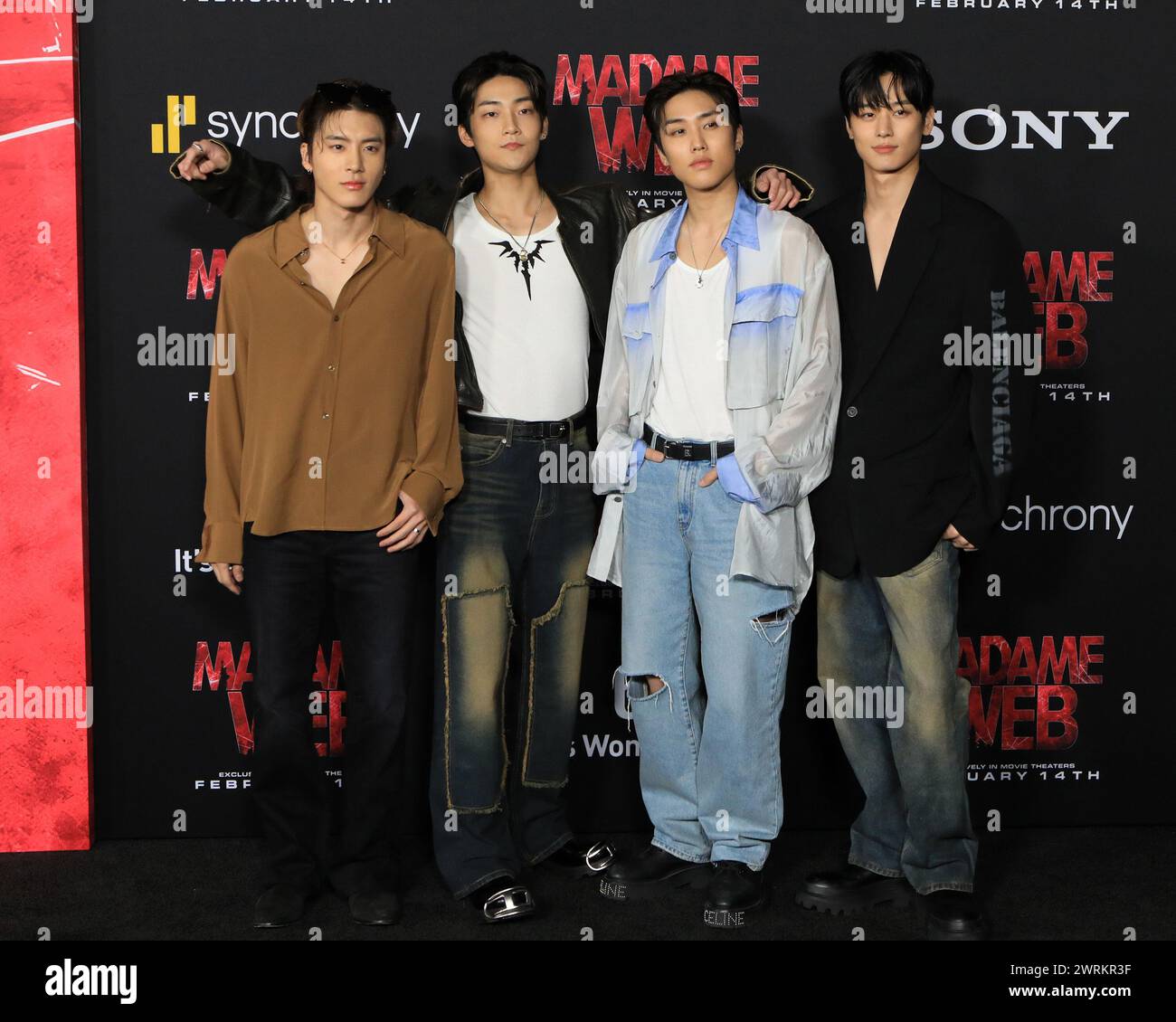 LOS ANGELES - 12. Februar 2024: The Boyz at the Madame Web Premiere im Village Theater in Westwood, CA Stockfoto