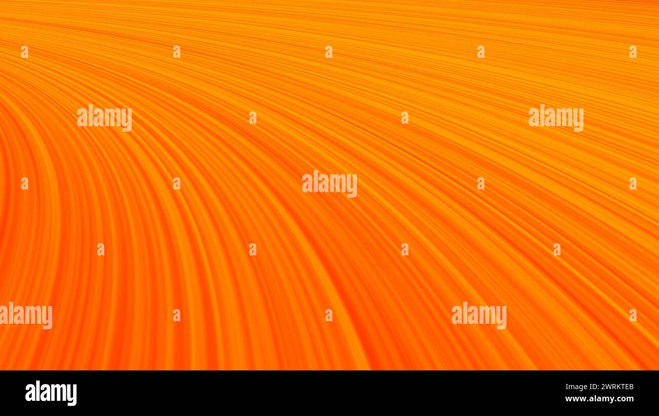 Abstrakte, glänzend-orange Fluidlinien Stockfoto